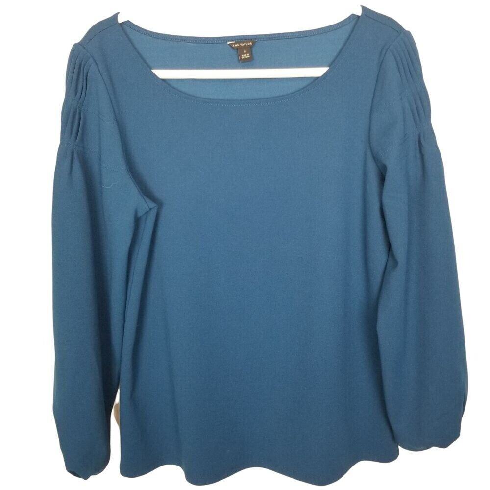 Ann Taylor Womens Boat Neck Top Size M Stretch Career Corp Classic Minimalist
